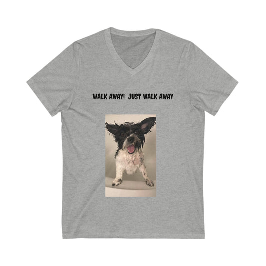 Angry dog unisex tee, walk away from dog, mad dog tee, multiple color options, front and back design, dog lover tee